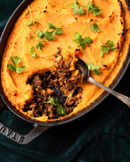 Marhahúsos shepherd’s pie (pásztorpite) batátával