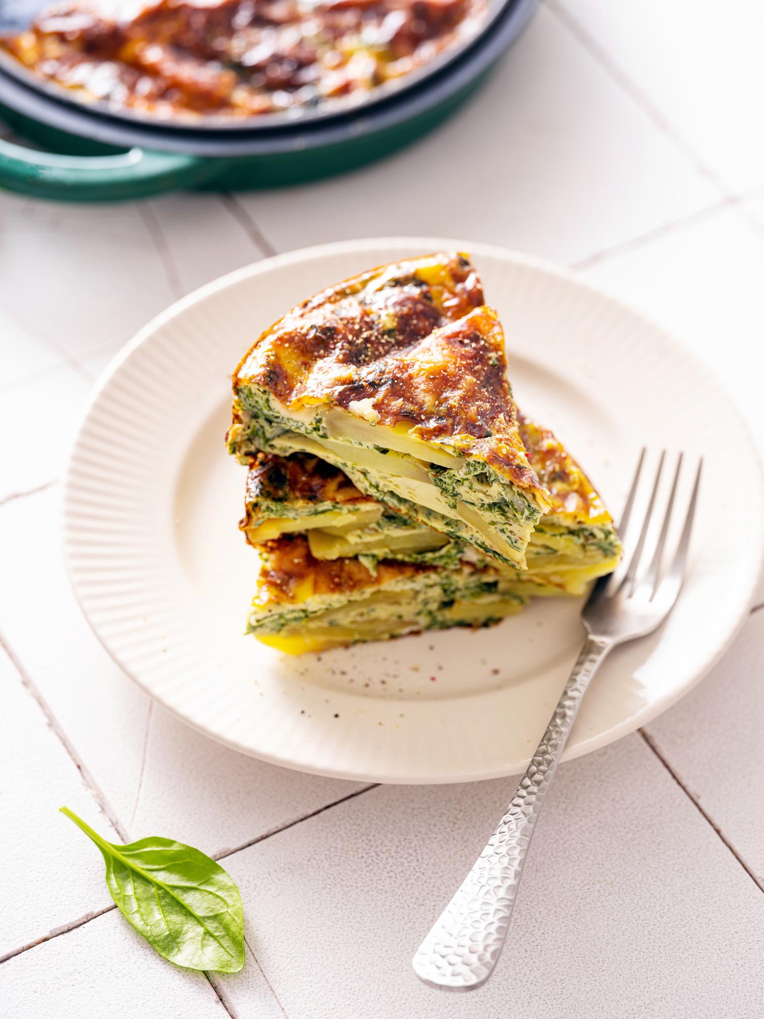 Burgonyás frittata spenóttal