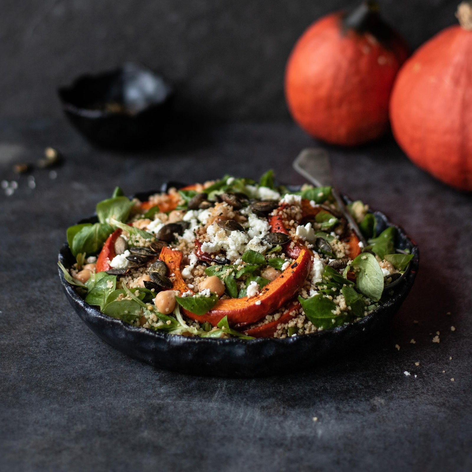 Kuszkusz saláta sült tökkel és feta sajttal