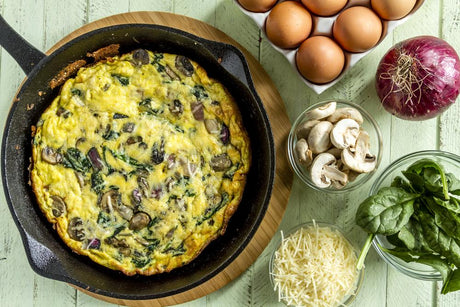 Spenótos, gombás frittata