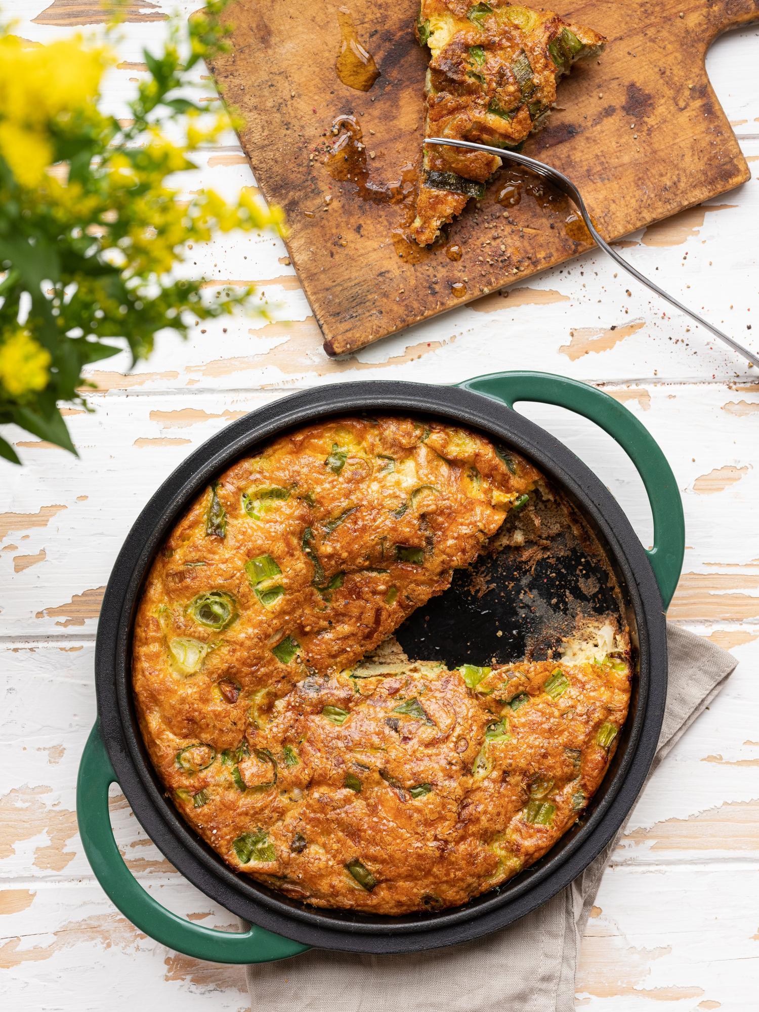 Frittata póréhagymával