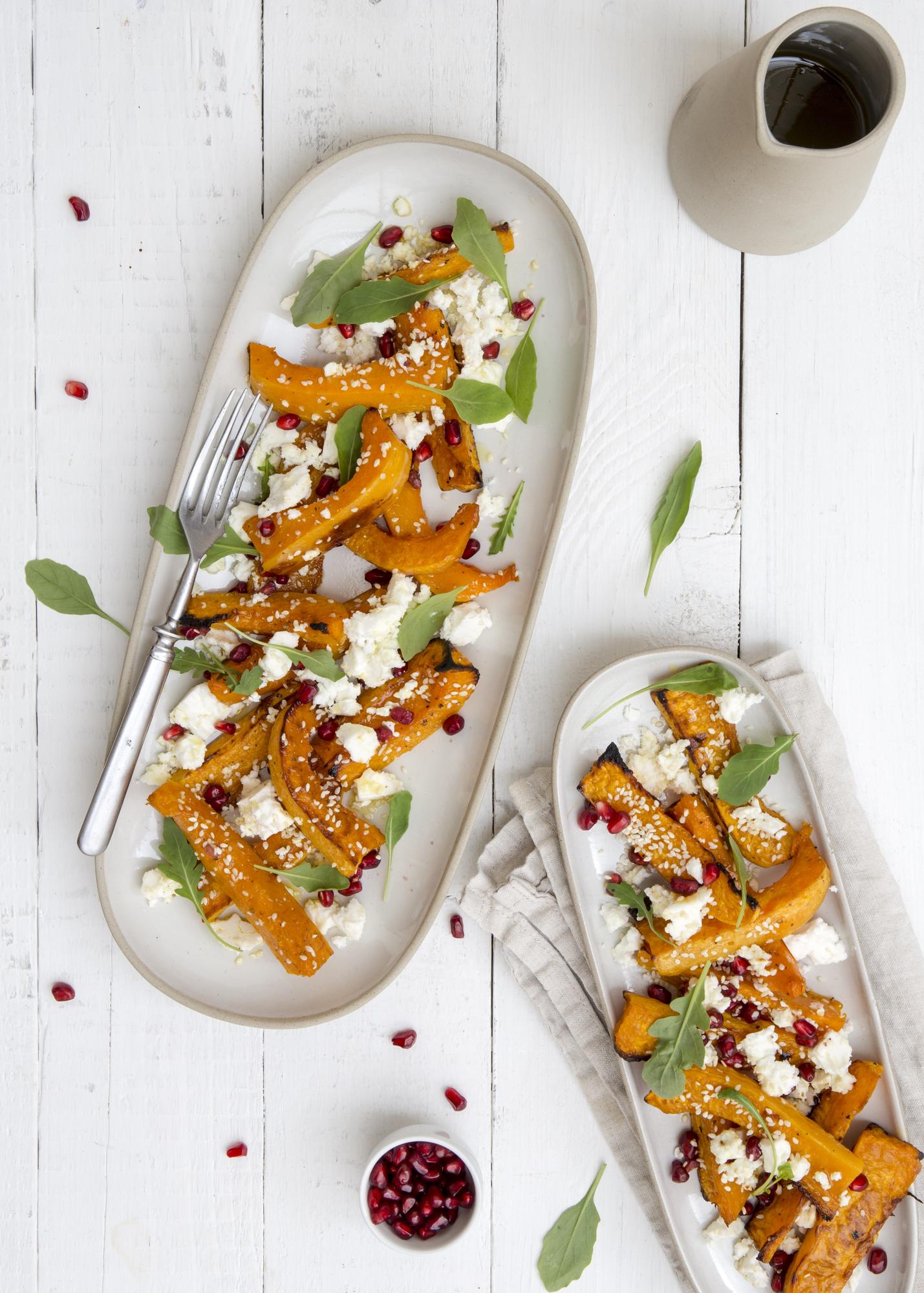 Sült tök fetával és szezámmal