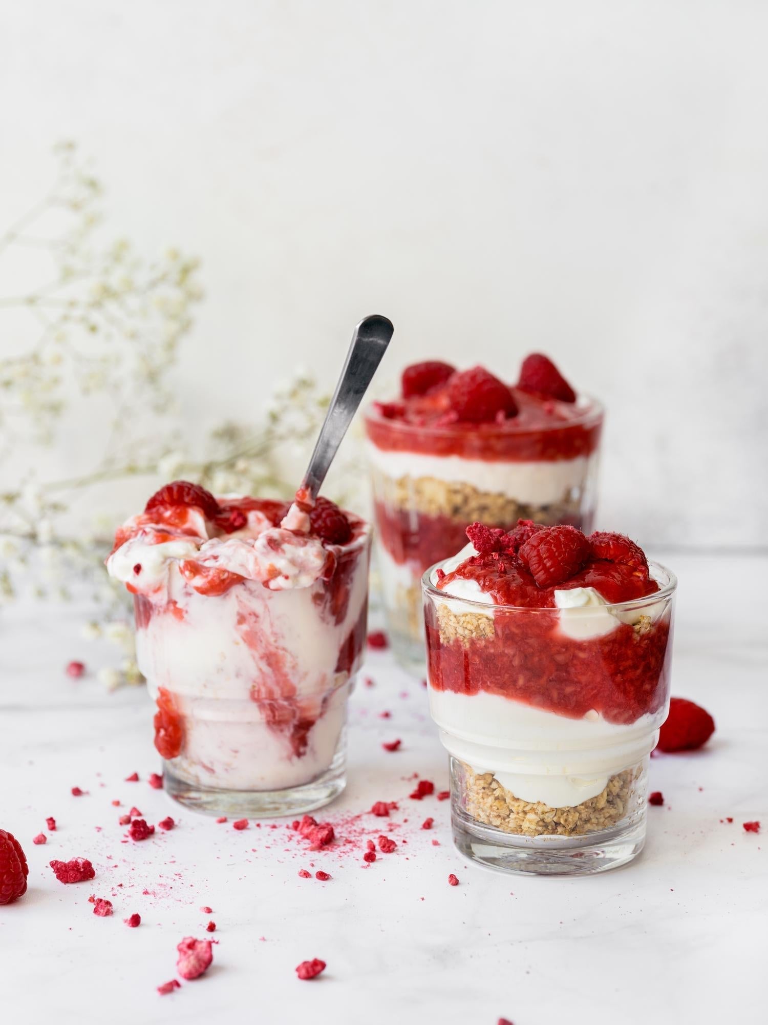 Pohárdesszert málnával