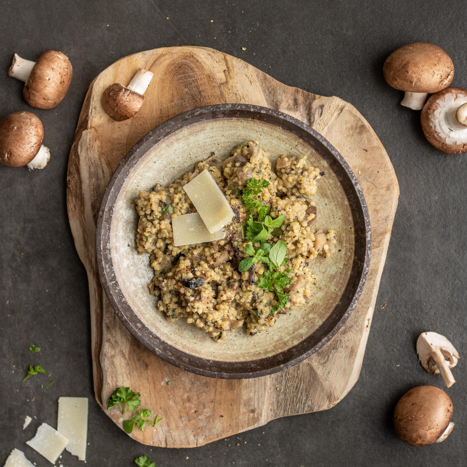 Köles rizottó gombával