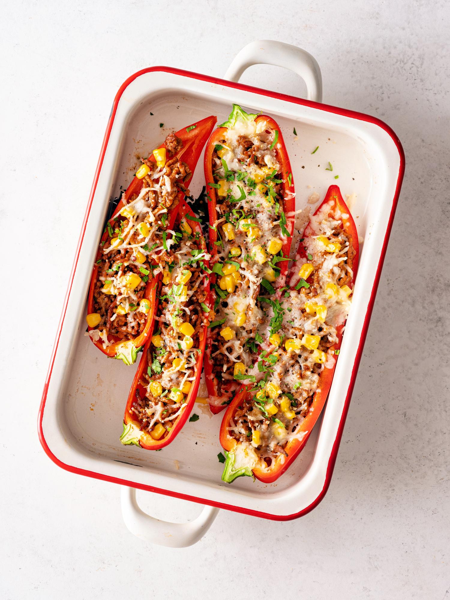 Marhahússal töltött sült paprika