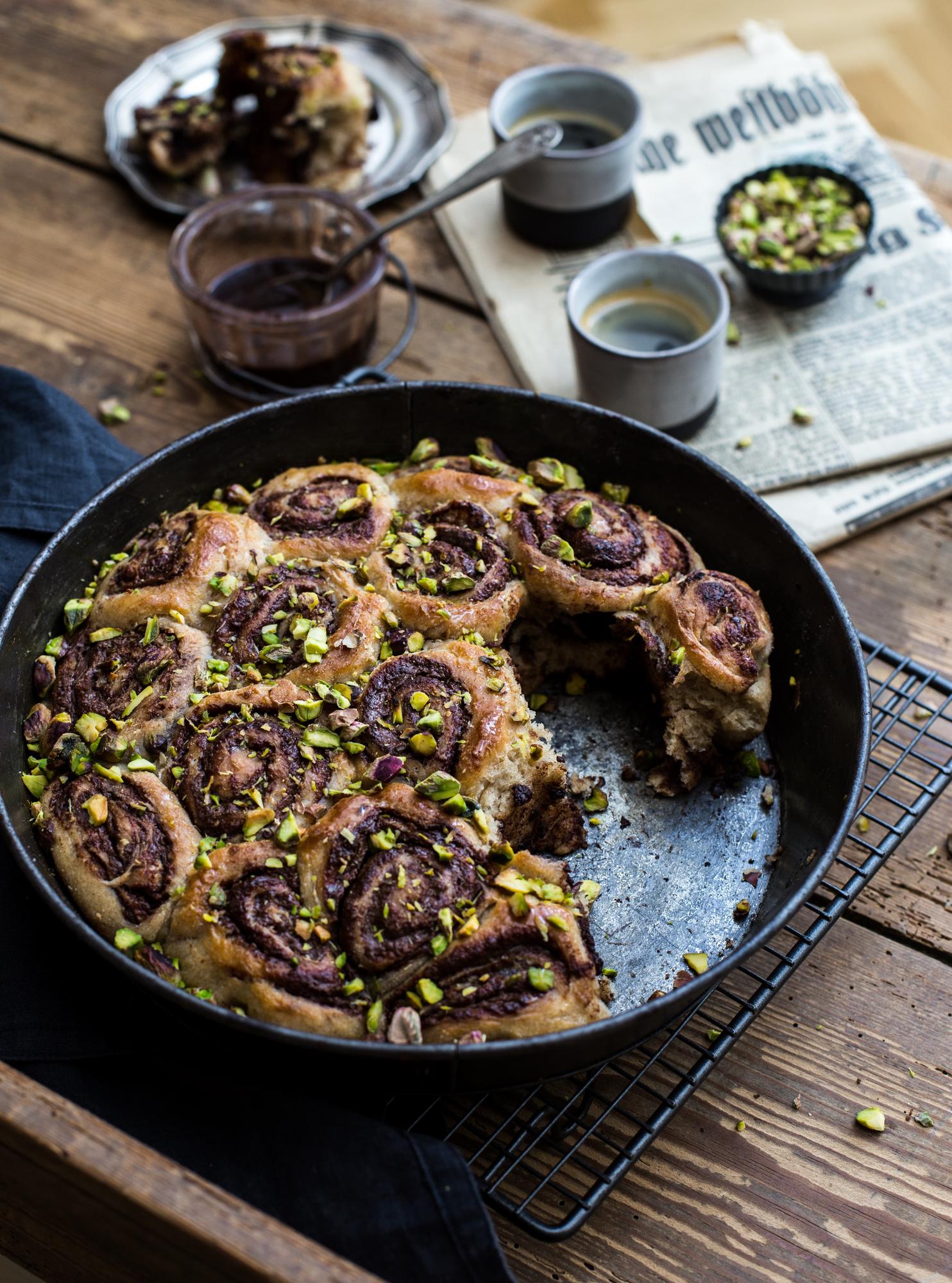 Pisztáciás csigák házi mogyorókrémmel