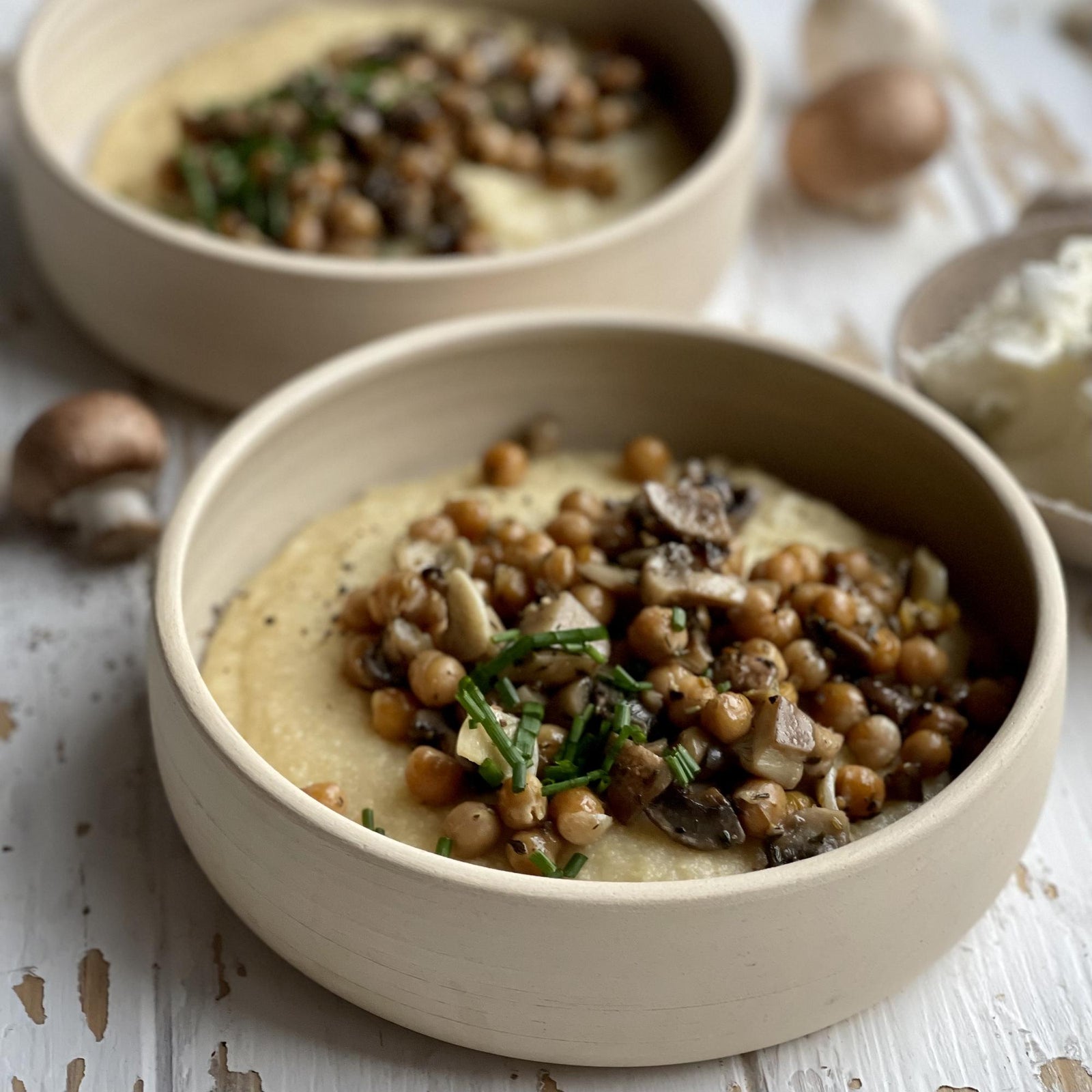 Gombás-csicseriborsós polenta