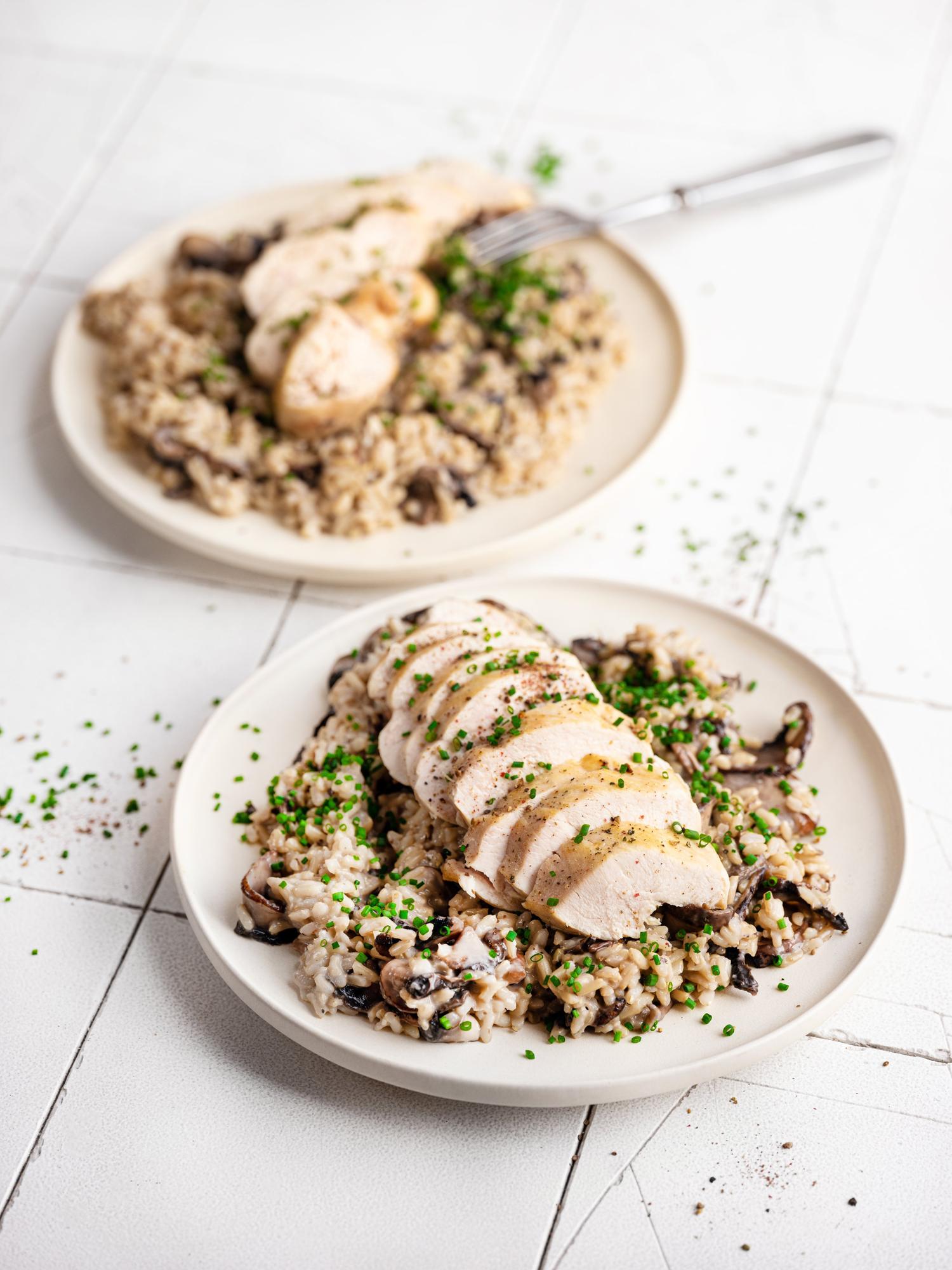 Gombás-csirkés rizottó