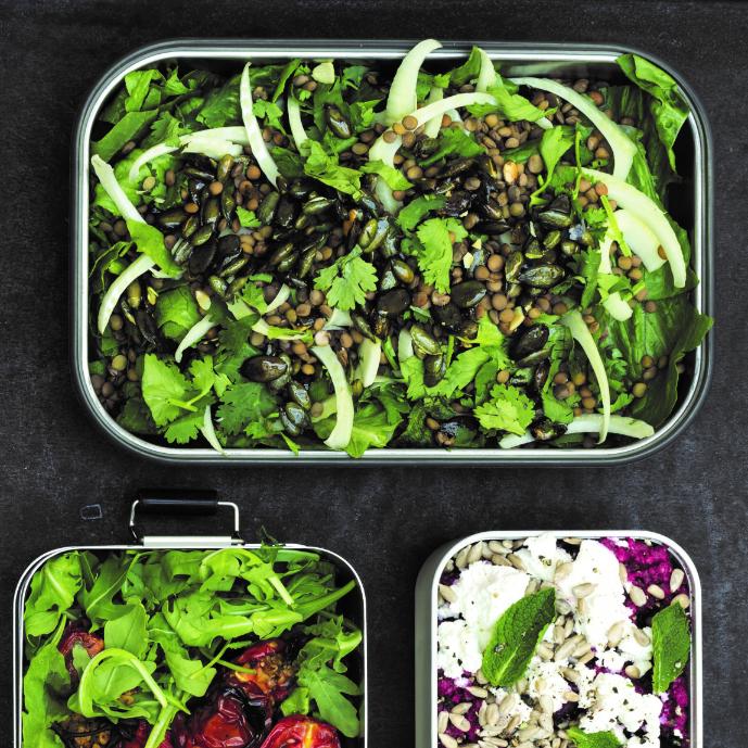 Saláta lencsével, édesköménnyel és sült tökmmaggal