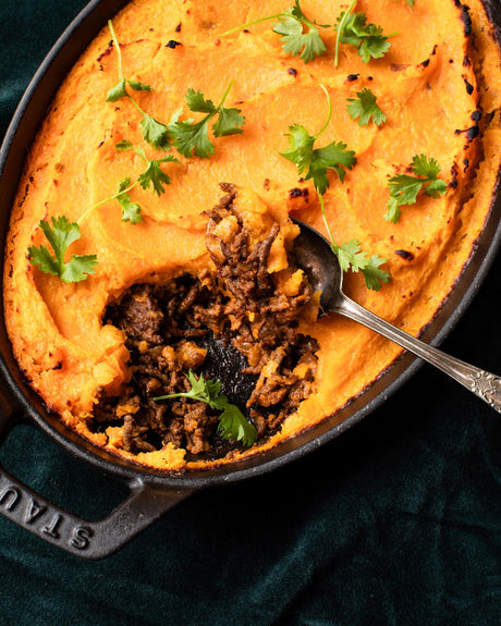 Marhahúsos shepherd’s pie (pásztorpite) batátával