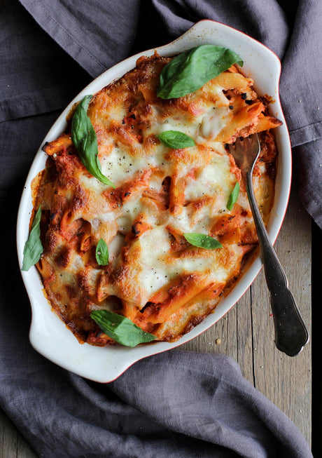 Sült penne ricottával