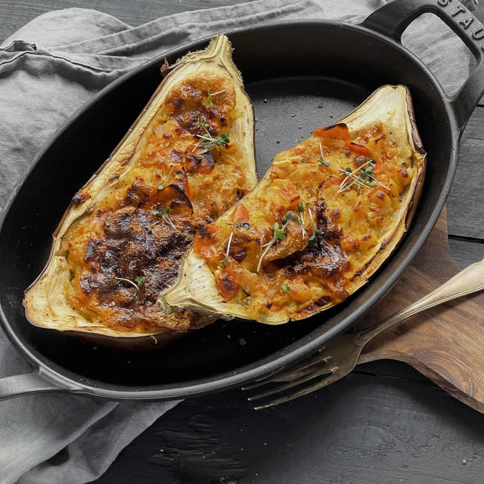 Rakott padlizsán olomouci tvarůžky sajttal