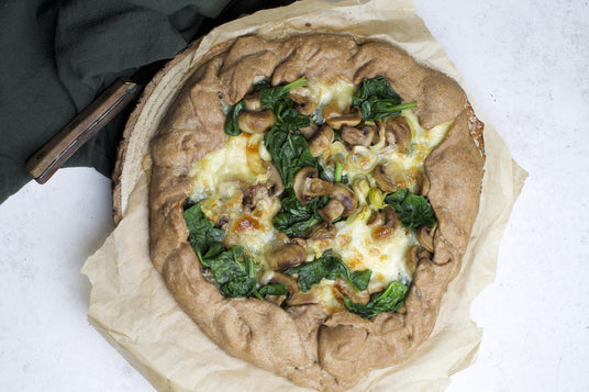 Póréhagymás, spenótos, gombás sós galette