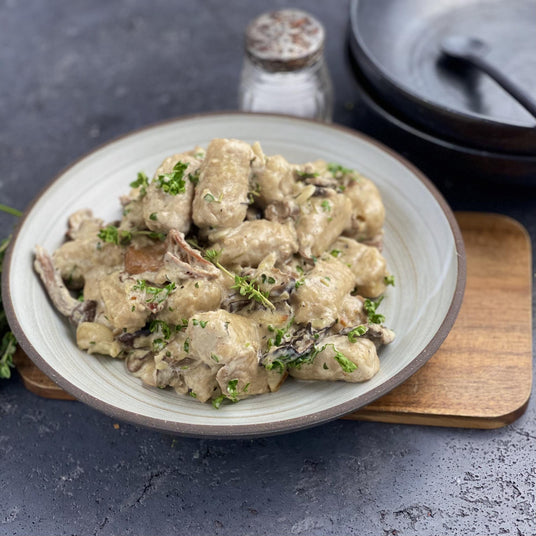 Teljes kiőrésű gnocchi gombával